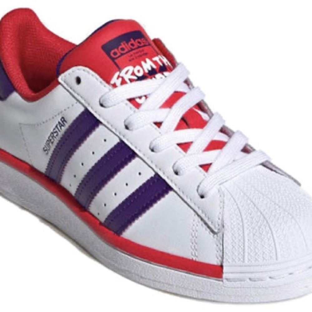 Adidas Superstar White and Purple Sneakers